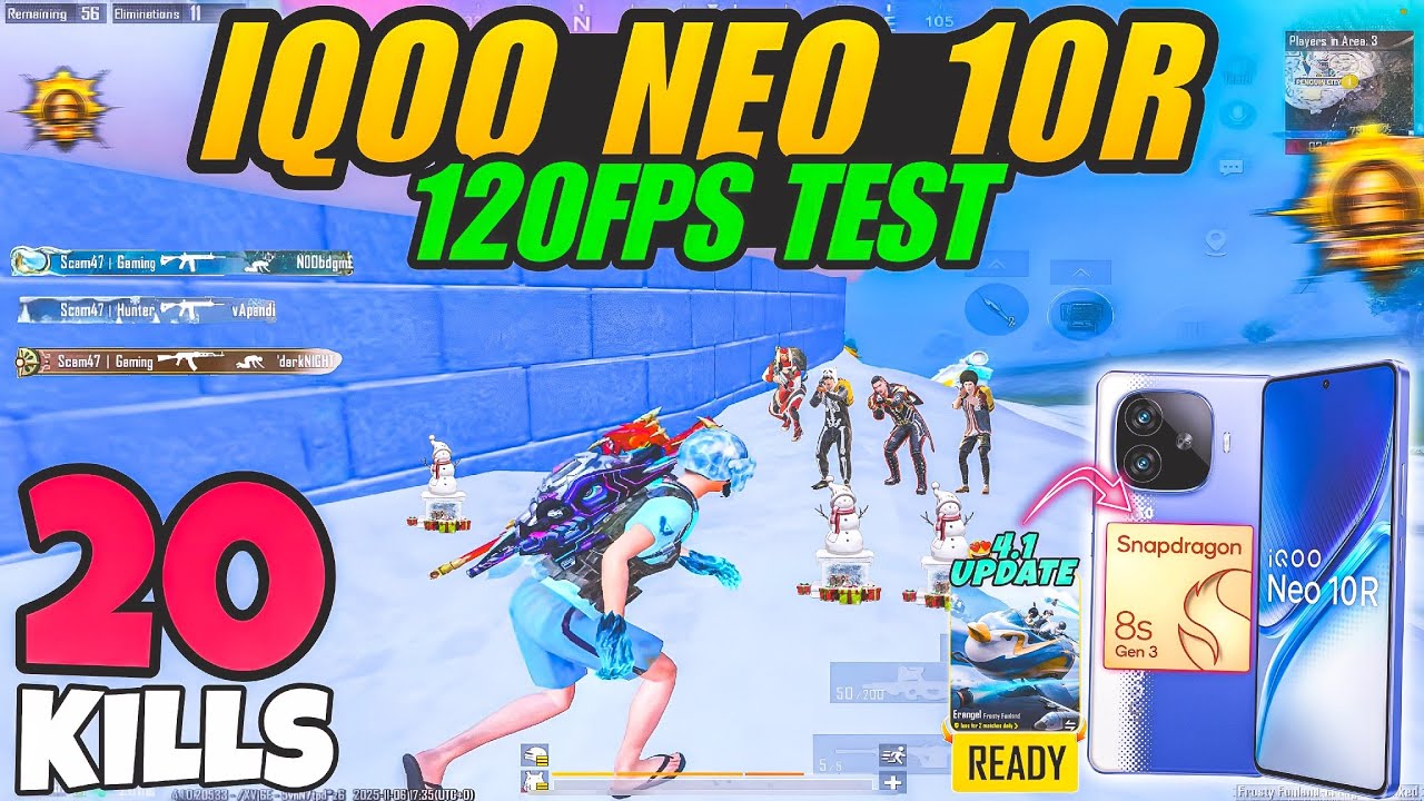 🔥iQOO Neo 10R BGMI Test 4.1 Update: LONG-TERM Performance with Fps Meter!