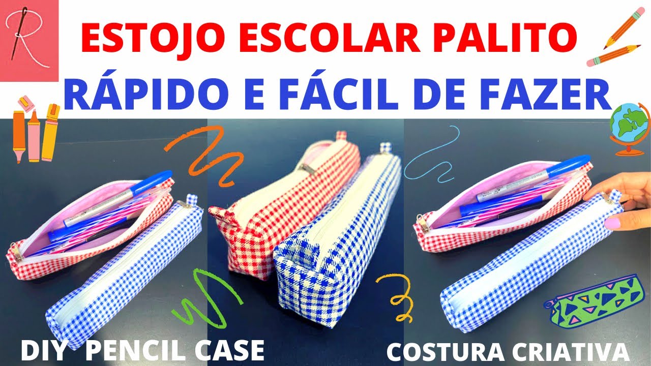 ESTOJO PALITO - ESTOJO SLIM - ESTOJO ESCOLAR FÁCIL DE FAZER