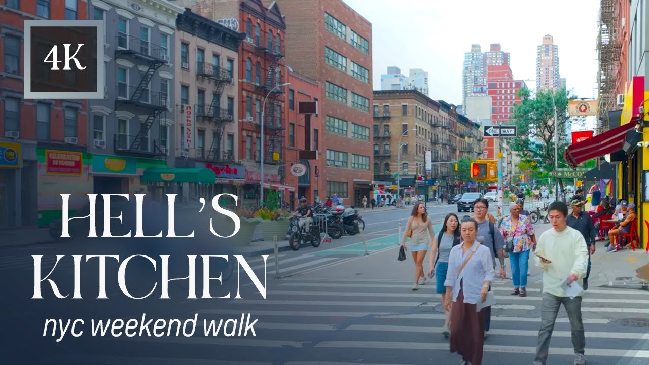 Walking Hell’s Kitchen NYC | Restaurant Row & Neighborhood Streets | 4K