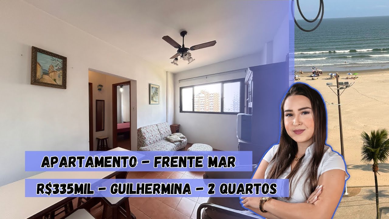 APARTAMENTO FRENTE MAR 2 QUARTOS GUILHERMINA PRAIA GRANDE SP A VENDA R$335mil | Domenike Corretora