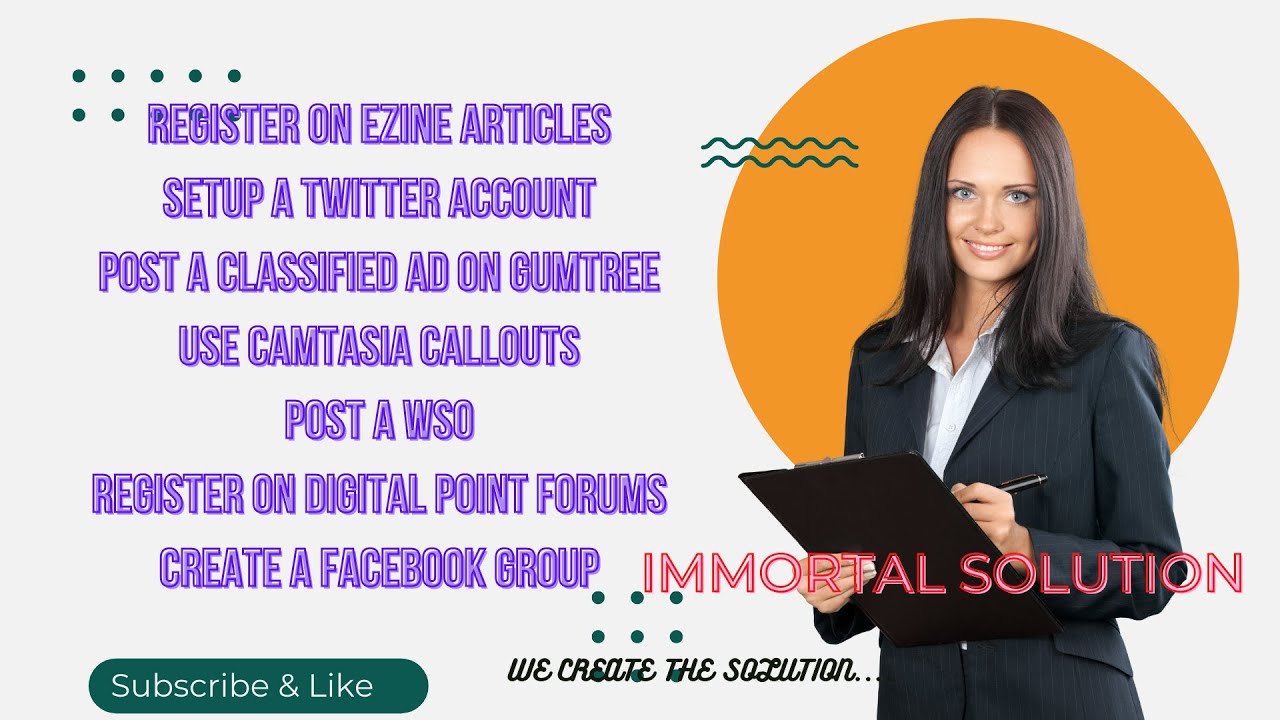 Ezine Articles-Twitter Account-Classified-Gumtree-Camtasia-Digital Point Forums- Facebook Group-wso