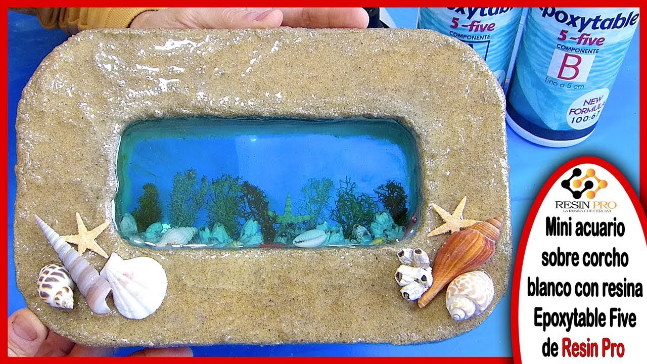 MINI ACUARIO 🐚 sobre corcho blanco 😳 resina Epoxytable Five nueva fórmula de Resin Pro