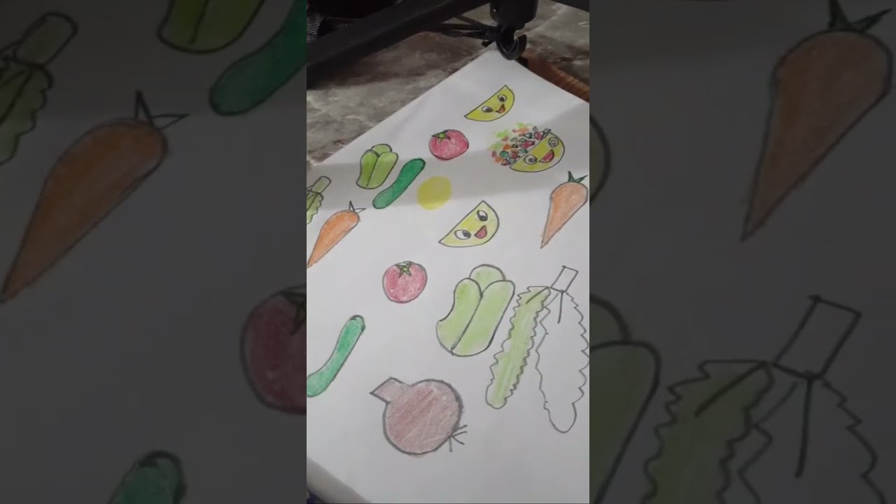 رسم خضروات طبق السلطه و قصه طبق السلطه السعيد