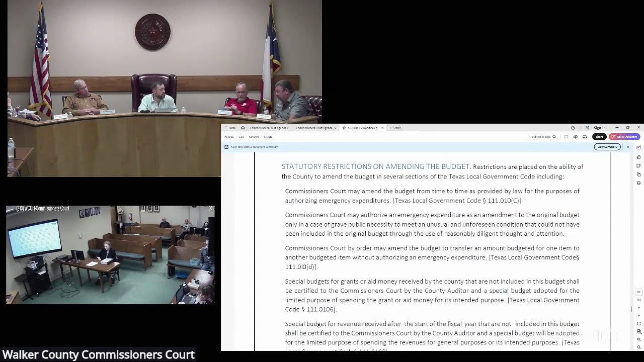 Walker County Commissioners Court Special Session August 4, 2025