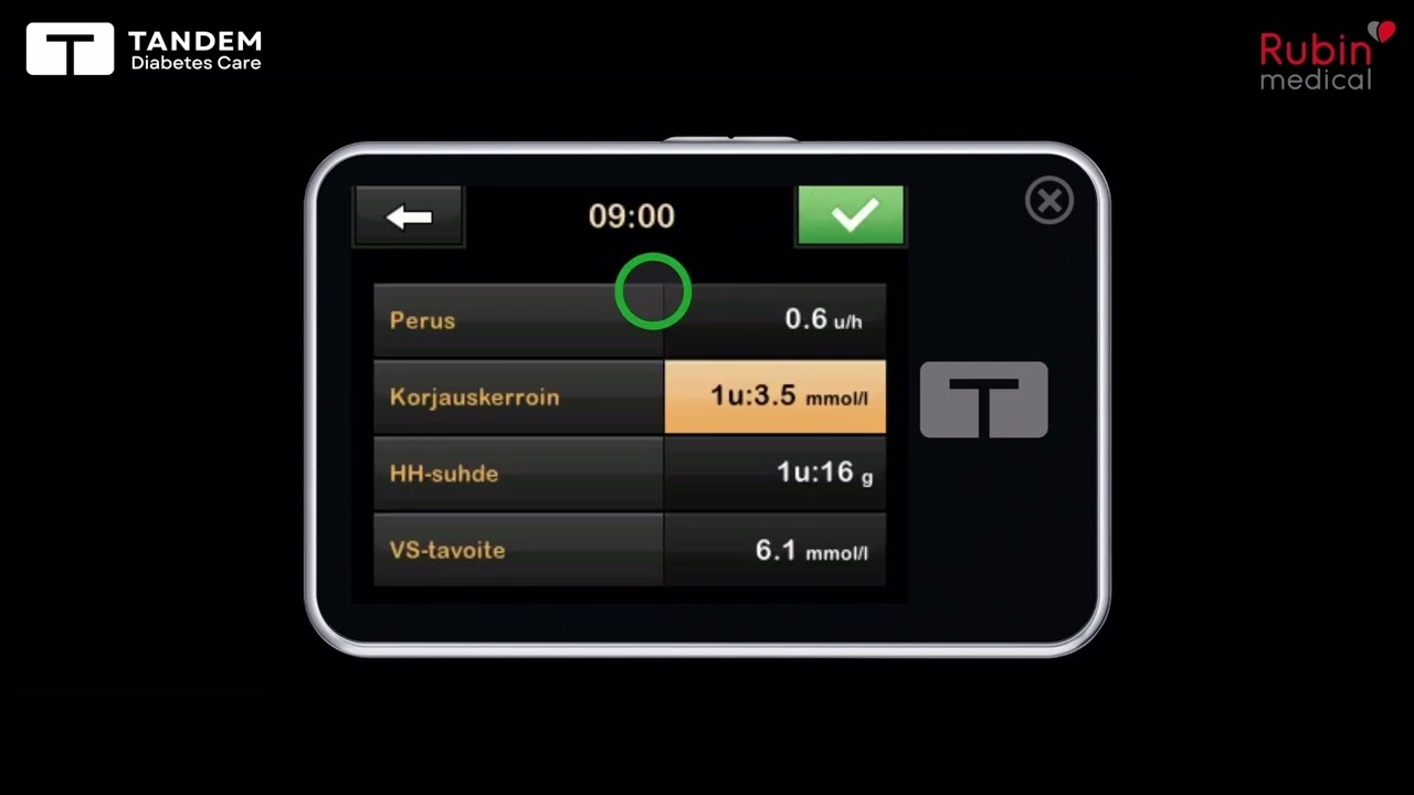 Asetukset, henkilökohtainen profiili - Tandem t:slim X2