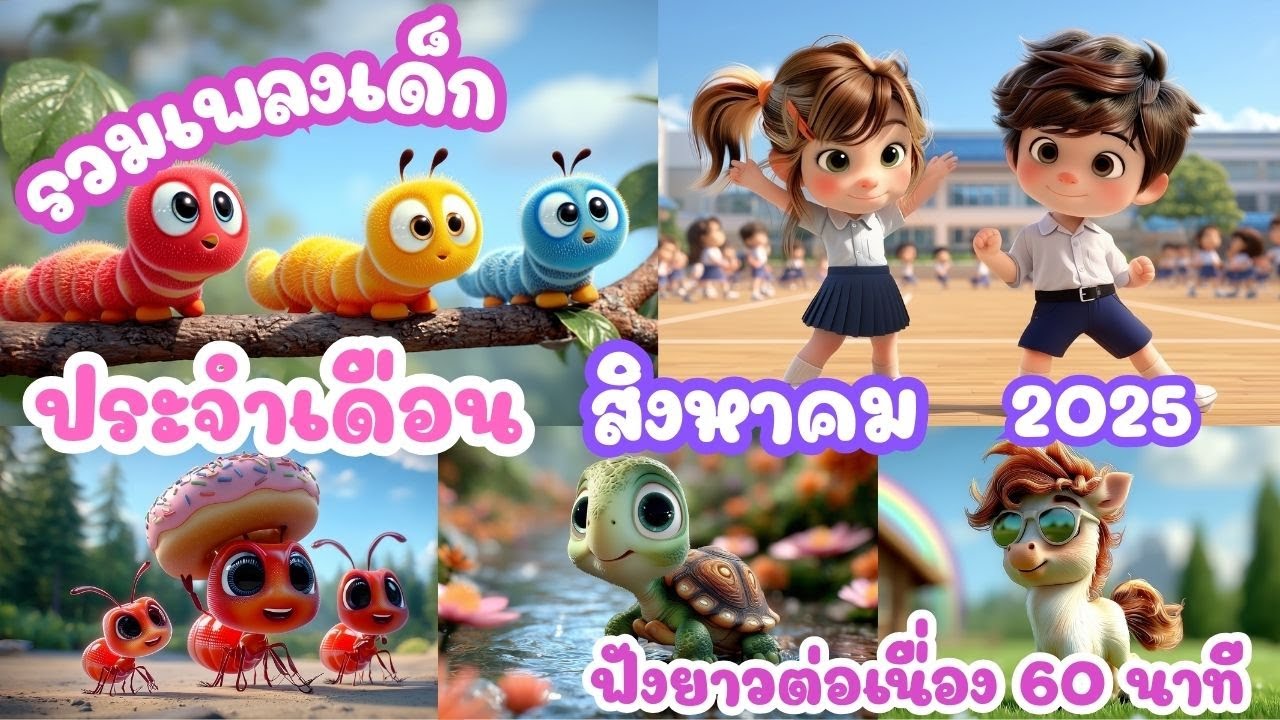 รวมเพลงเด็ก สิงหาคม 2025 (1 ชั่วโมง) | หนอนผีเสื้อ, ม้าวิ่งกรับๆ, เต่า | หนูมาลี Melody