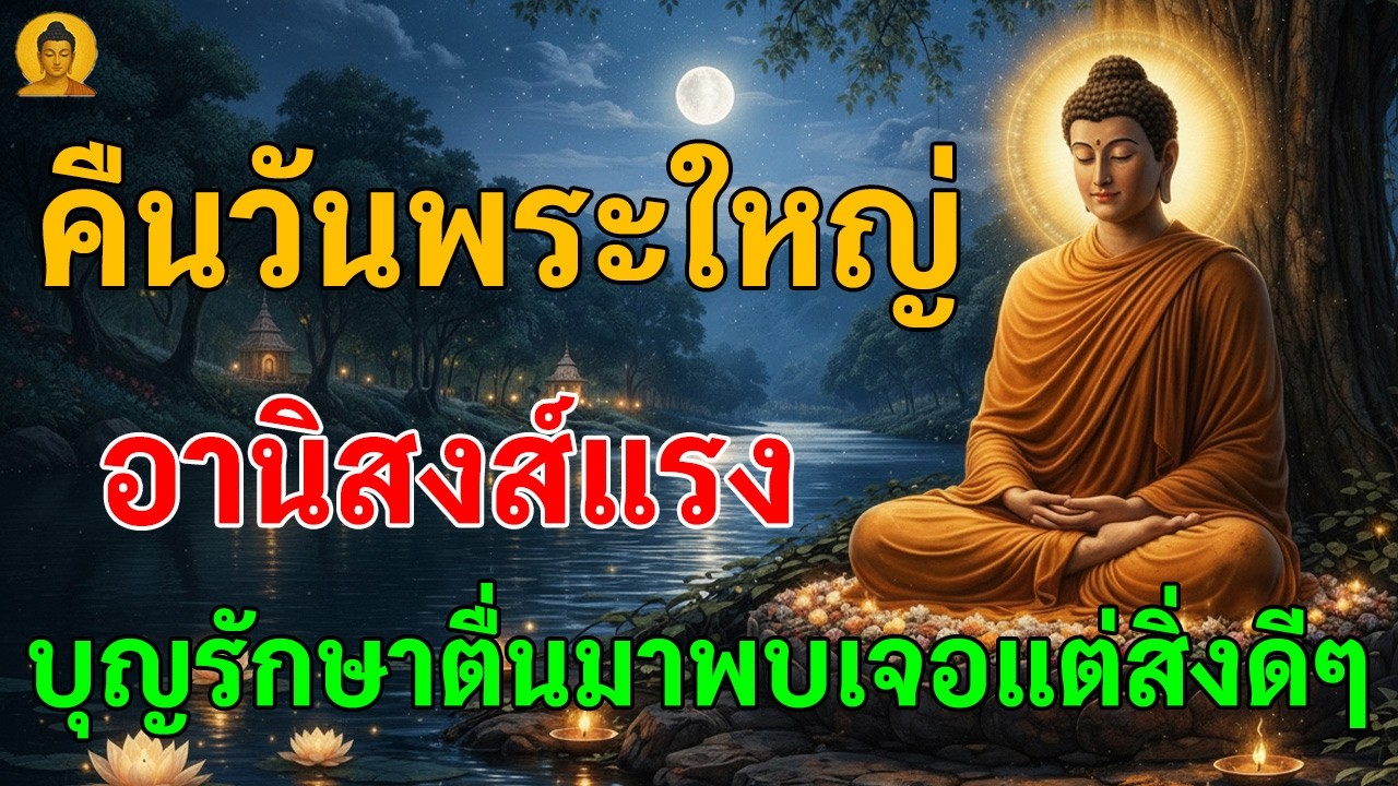 คืนวันพระใหญ่ อานิสงส์แรง บุญรักษา ตื่นมาพบเจอแต่สิ่งดีๆ ฟังแล้วนอนเทวดาคุ้มครองทั้งบ้าน
