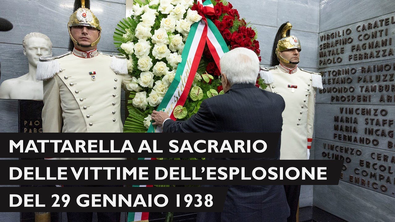 Mattarella al Sacrario delle vittime dell’esplosione della fabbrica del 29 gennaio 1938