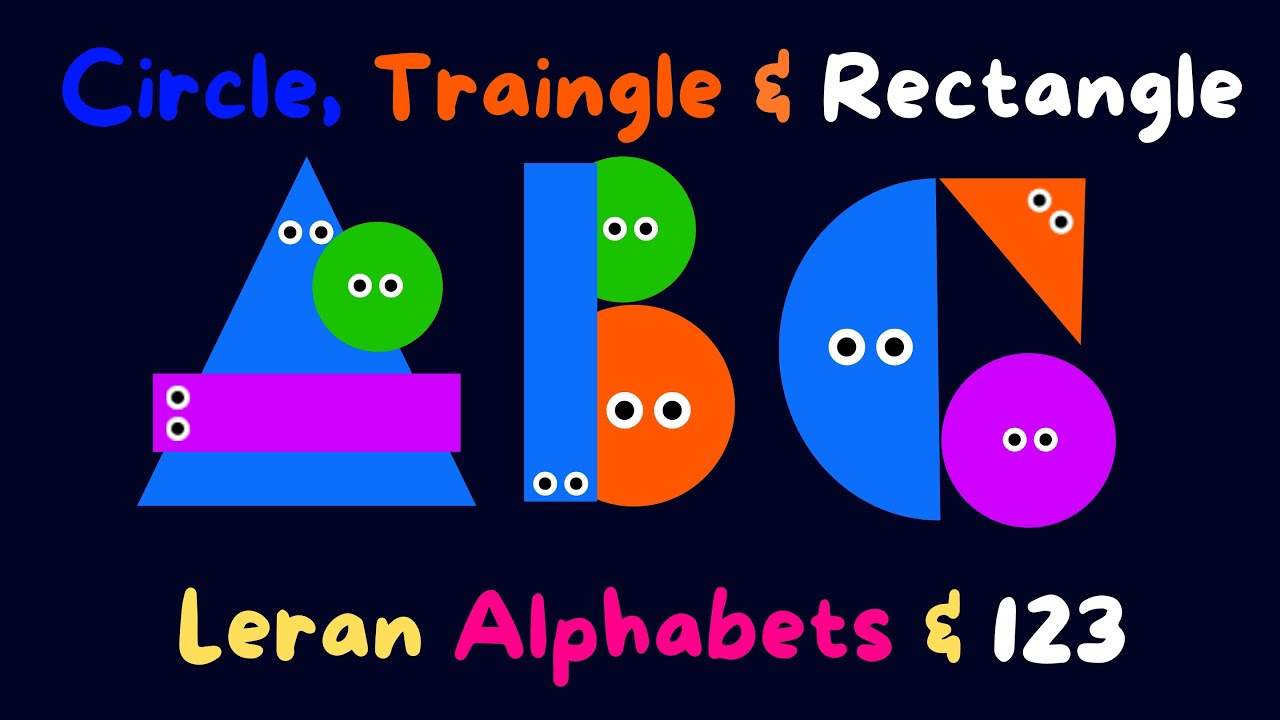 Circles, Tringles, Squares Geometrical Alphabet Shapes  make the Alphabet Letters with shapes
