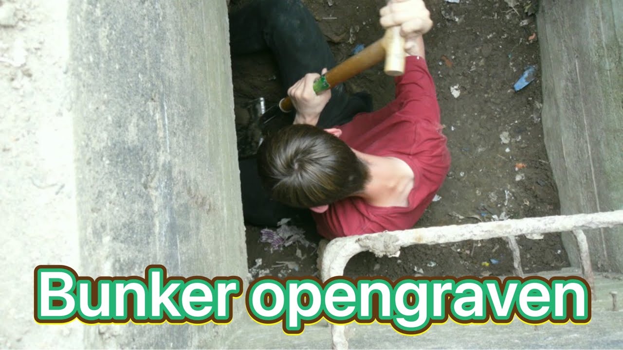 Wij zijn voor het eerst in deze bunker na tachtig jaar. Bunker open graven.