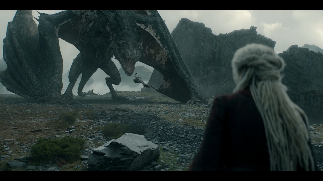 House of The Dragon - Dragon (Sheepstealer) feeds a roasted sheep to Rhaena Targaryen | S3E1