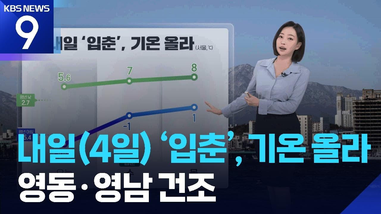 [날씨] 내일(4일) ‘입춘’, 기온 올라…영동·영남 건조 / KBS  2026.02.03.