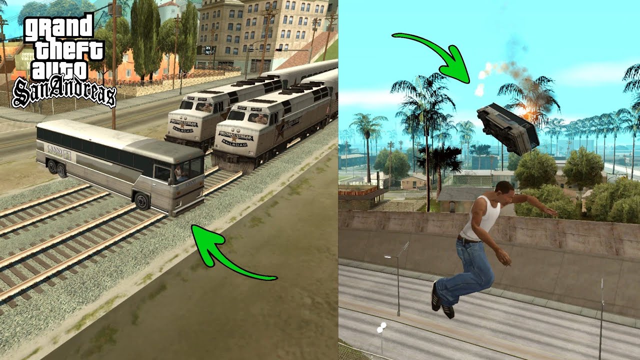 GTA San Andreas Crazy Train Crashes & Chaos!