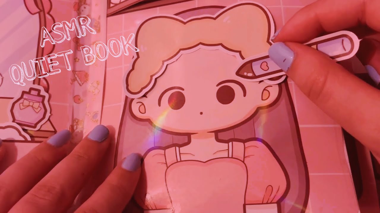 ASMR Quiet Book Doing her Makeup {sticky sounds, lofi}