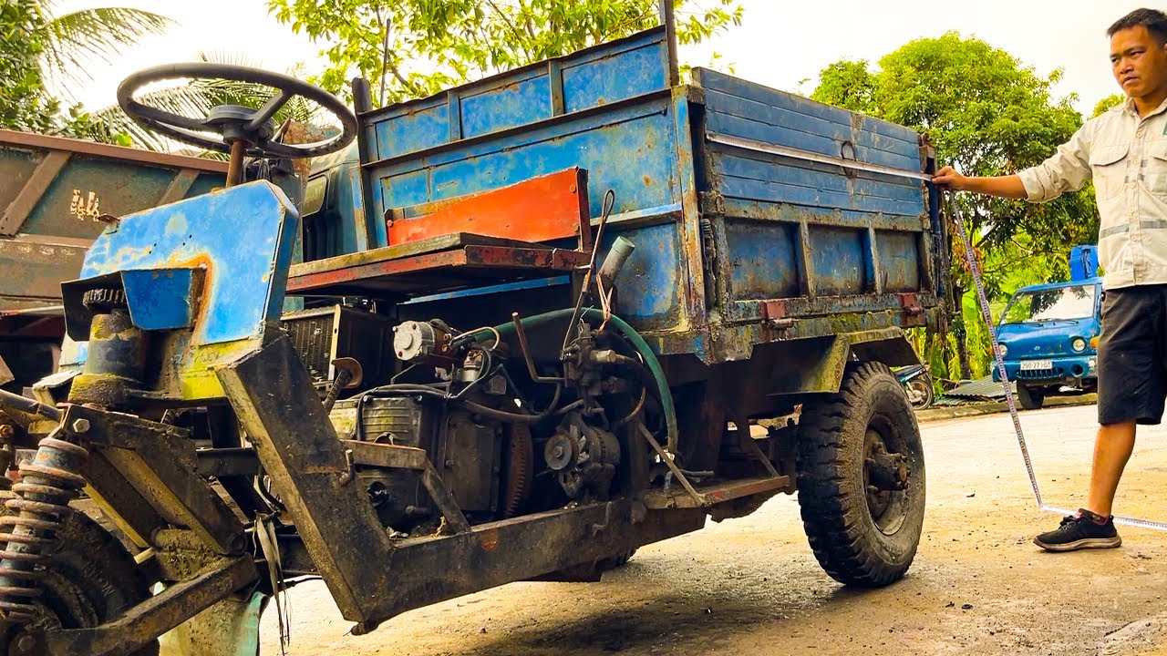 Completely Restored Badly Damaged Three - Wheeled Trucks