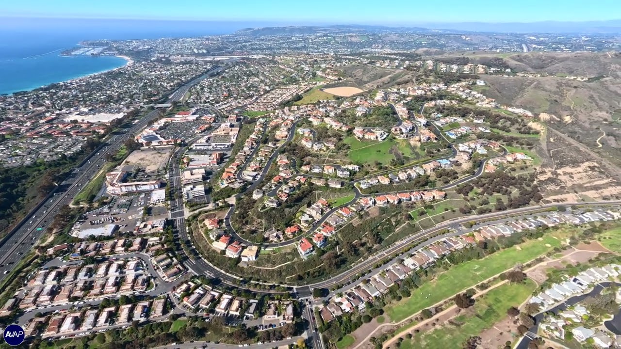 Capistrano Beach and San Clemente, in Orange County CA,  Aerial Video from an Airplane 120725  4K