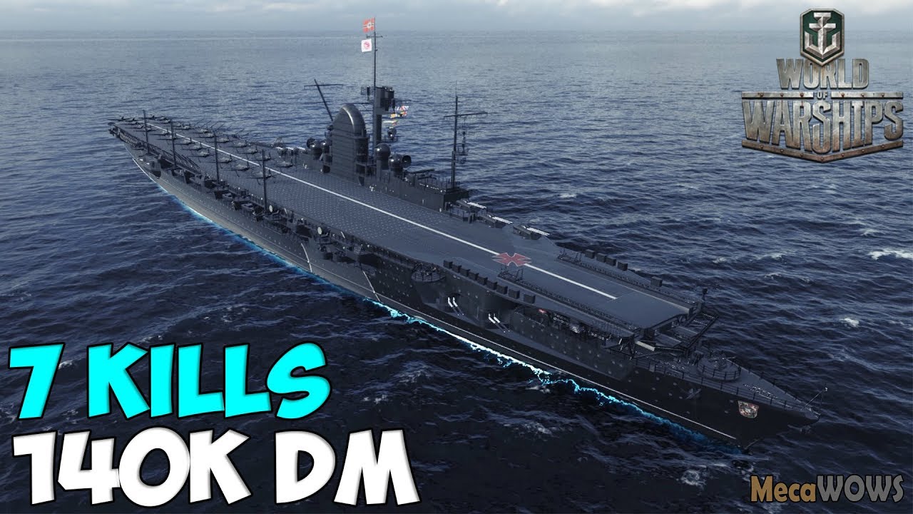 World of WarShips | Graf Zeppelin B | 7 KILLS | 140K Damage - Replay Gameplay 4K 60 fps