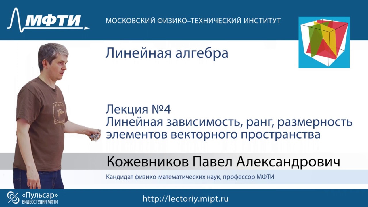 Лекция №4. Линейная зависимость. Ранг. Размерность элементов векторного пространства.