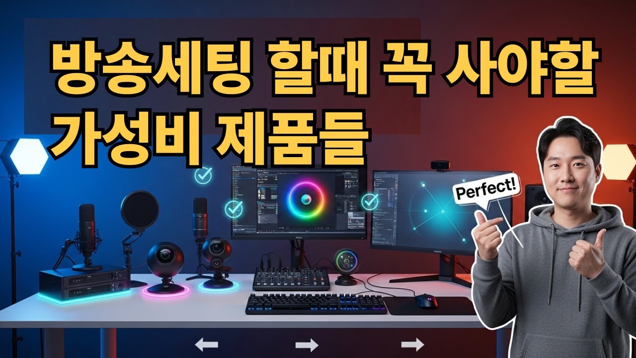 방송세팅 컴퓨터 마이크 DSLR 캠 조명 모두 알려드립니다.