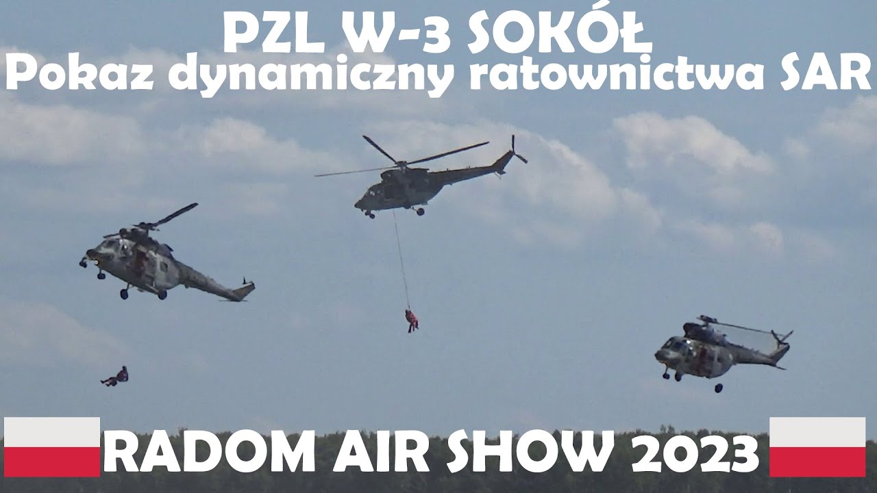 PZL W-3 Sokół SAR Pokaz dynamiczny ratownictwa SAR |Air Show Radom 26.08.2023r.|