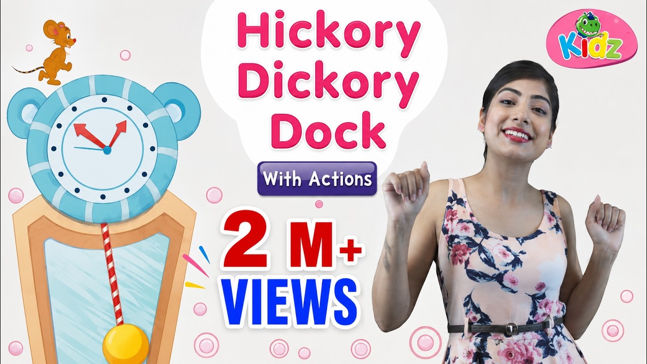 Hickory Dickory Dock | Favourite English Rhyme with Lyrics | Animated Poem for Kids | Anikidz