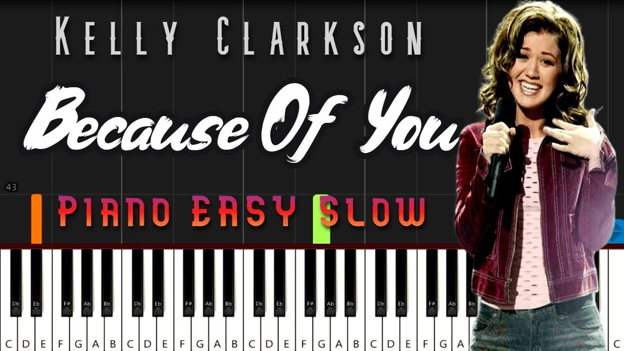 Kelly Clarkson - Because Of You - Easy Piano Tutorial