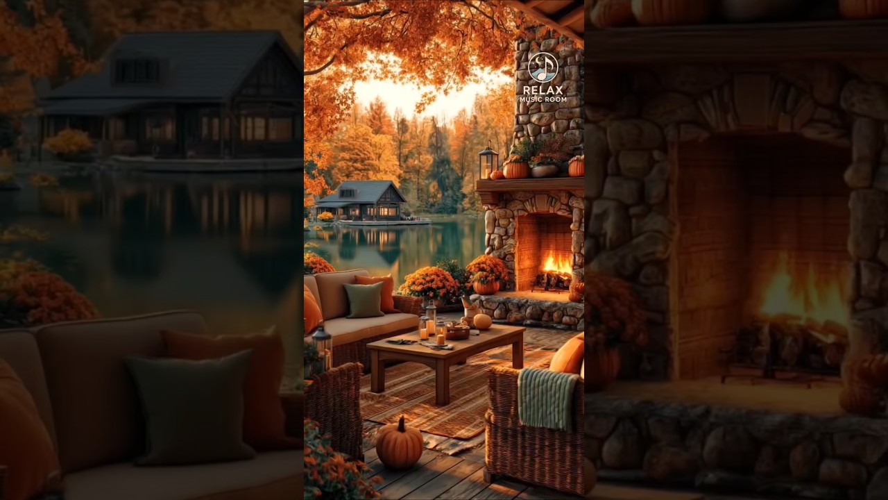 🍁 Relaxing Jazz Music & Cozy Fireplace Ambience ☕ Soothing Music for Relaxing and Background