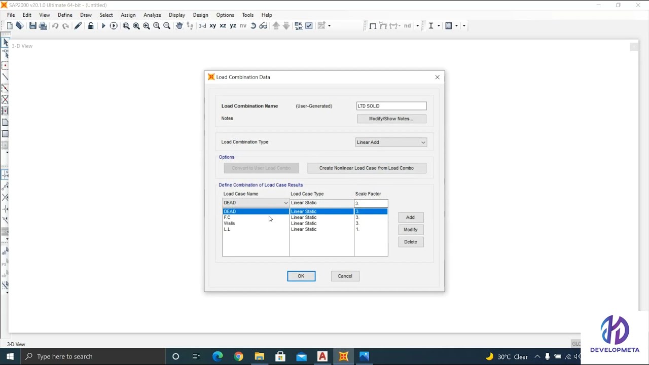 اساسيات برنامج الساب (Sap 2000) طريقة تعريف المواد وابعاد القطعات وتعريف حالات التحميل للتصميم
