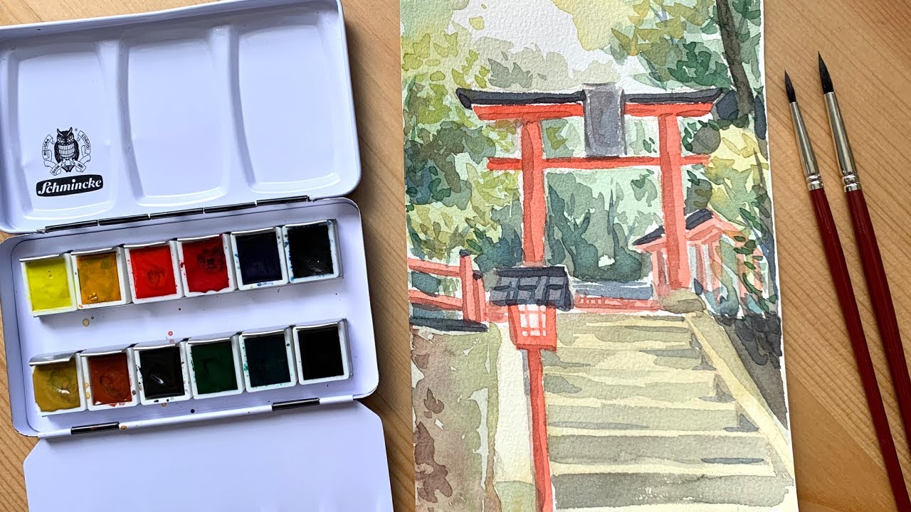 Schmincke 12 Watercolours Set Unboxing/Swatching/Painting