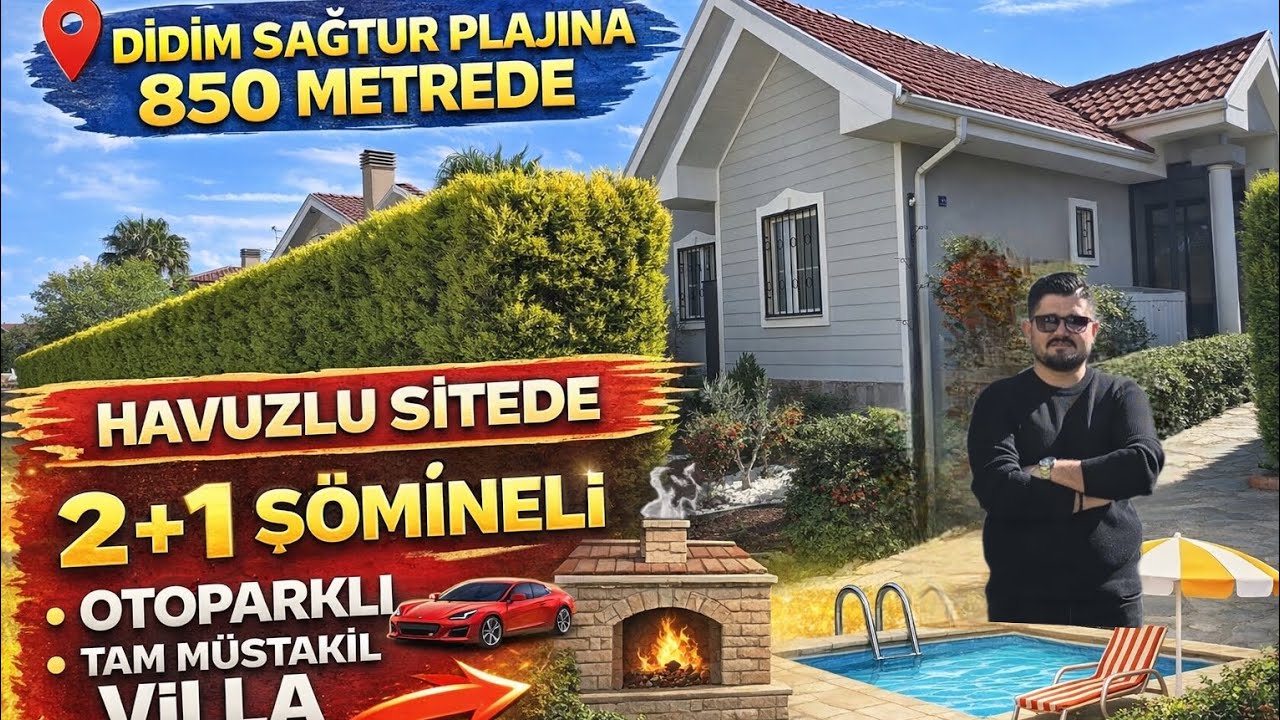 🔥 Didim Sağtur’da Şok Fırsat! 2+1 Şömineli Tam Müstakil Villa (Havuz + Otopark)