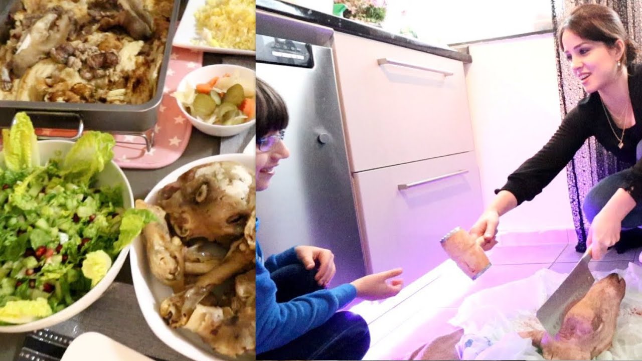 شوفو طبخت راس منووو😱🙈 حضرت غداء عراقي  لصديقتي 🤩الباجه العراقيه