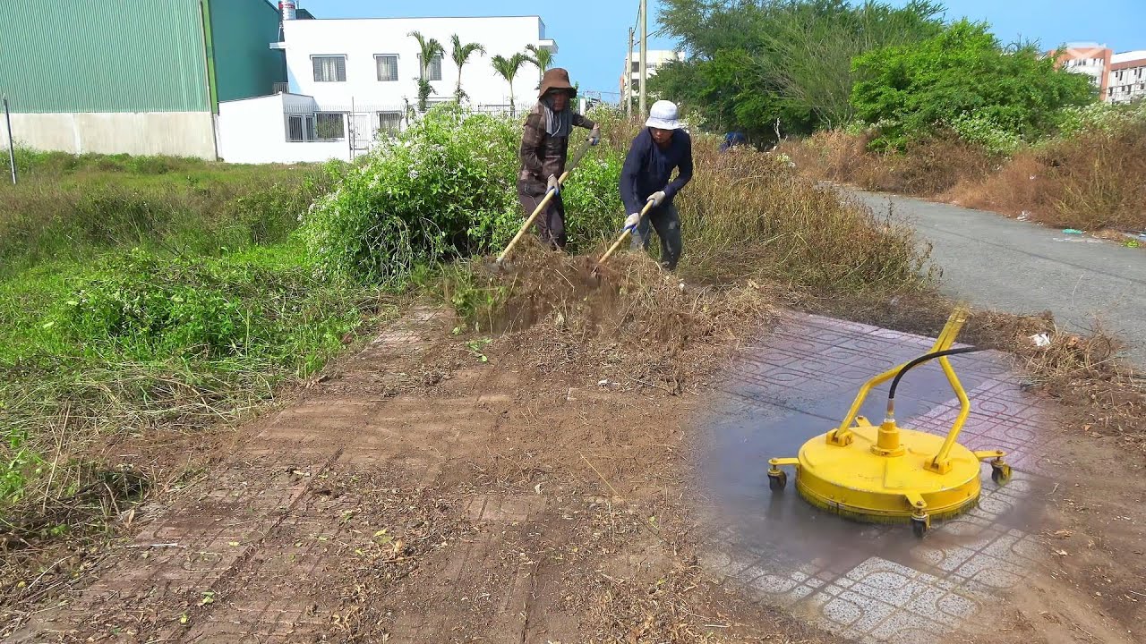 Clean the dirtiest sidewalks with a pressure washer to make them look like new in 8 hours
