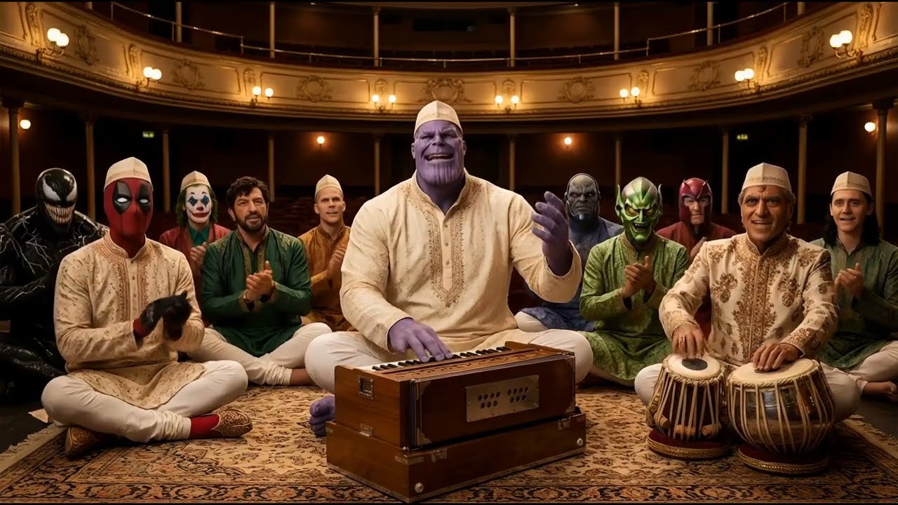 Thanos Sings Qawwali for the Multiverse | AI Marvel x DC x Bollywood Mashup | Chaand Vich Daag