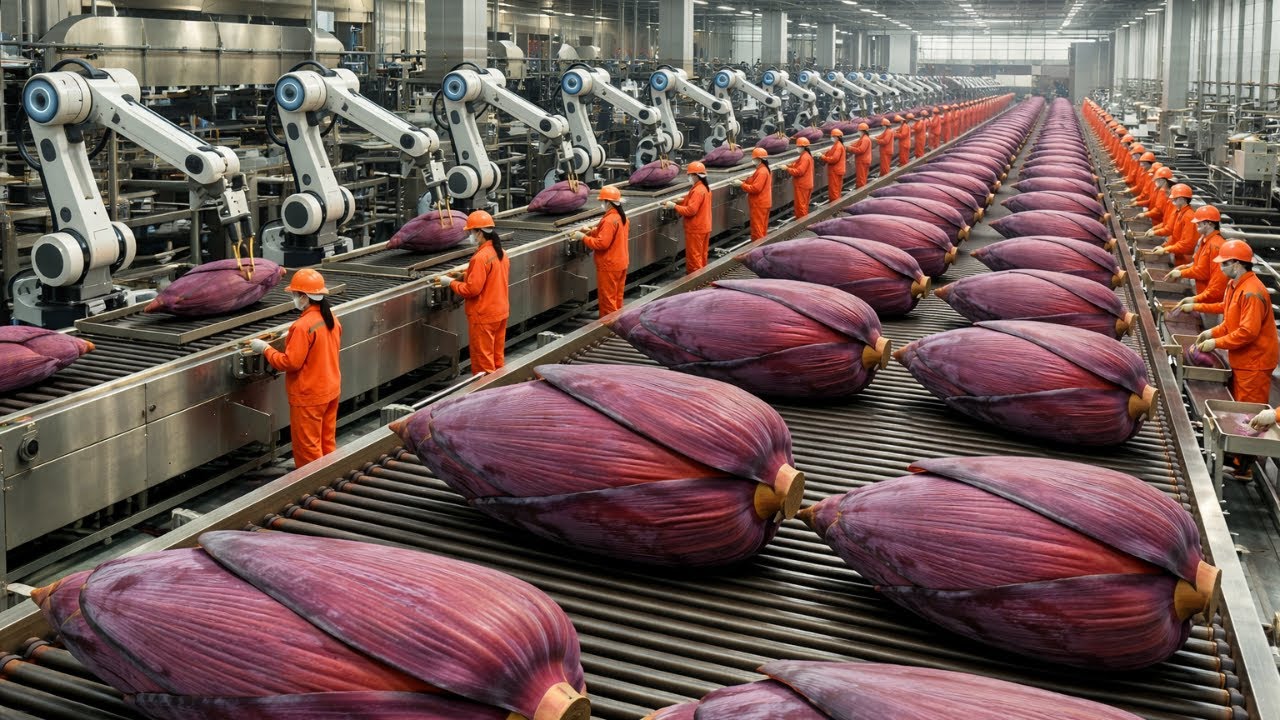 100,000 lb Per Day | Inside a High-Speed Banana Blossom Processing Factory