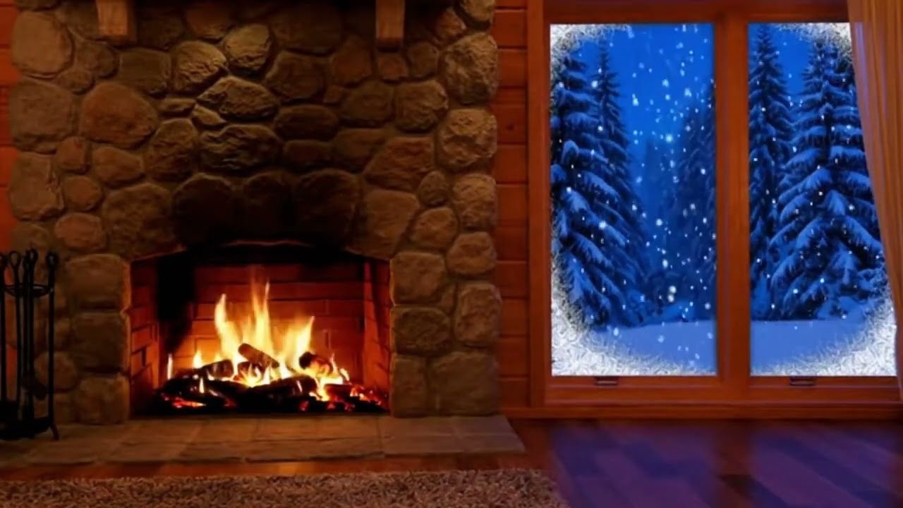 Snowfall & Firelight – 4K Cozy Winter Escape