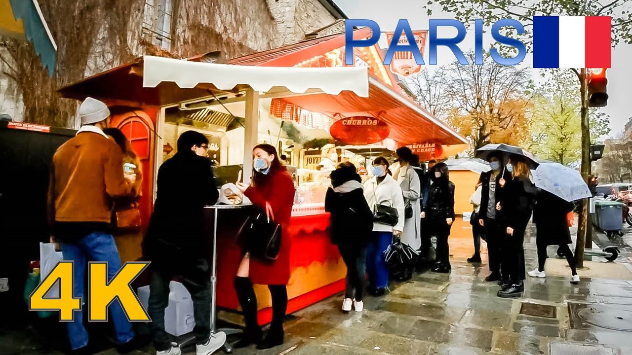 🇫🇷 Walking in the rain in Paris 2021,  Saint Germain des Pr&eacute;s.🚶