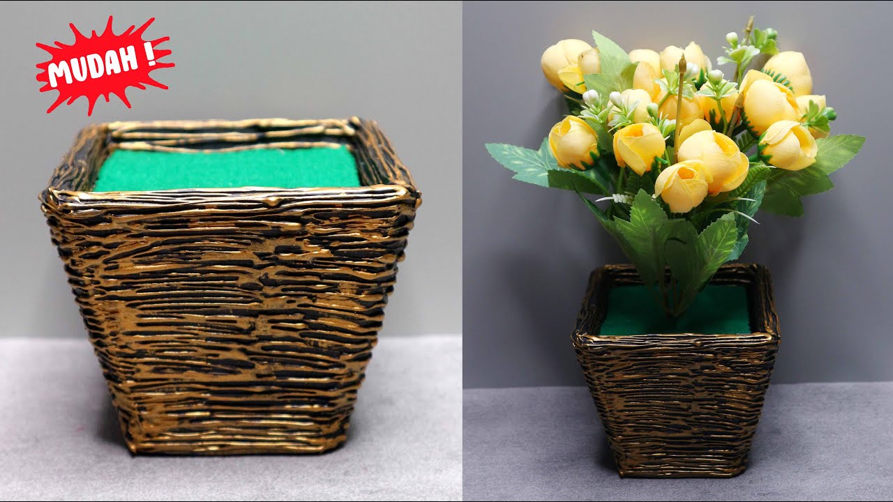 Cara Membuat Vas Bunga dari Kardus Bekas ! | Cardboard Flower Vase Craft Ideas