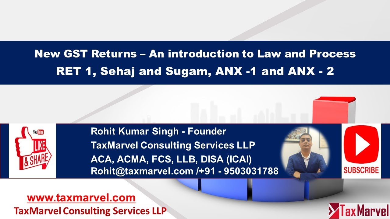 New GST Return (RET 1, Sahaj, Sugam, ANX1 and ANX 2) - Part 1 -  Introduction and Law