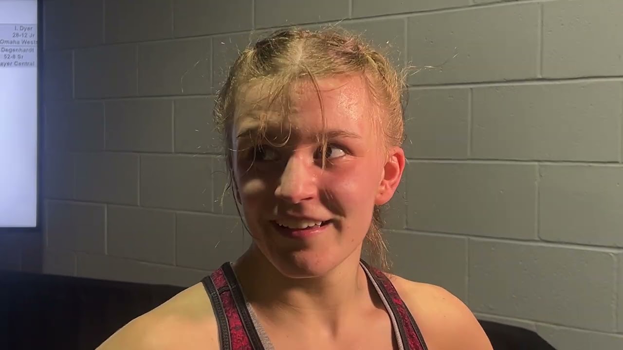 Evelyn Freeman (Cedar Catholic) wins Class B girls 120 pound championship. 