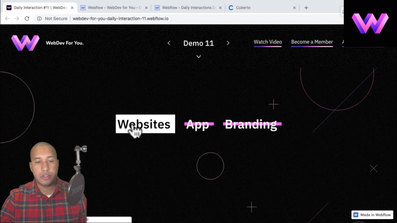 Daily Interaction #11 | Menu Item Animation on Hover | WebDev For You | Made in Webflow
