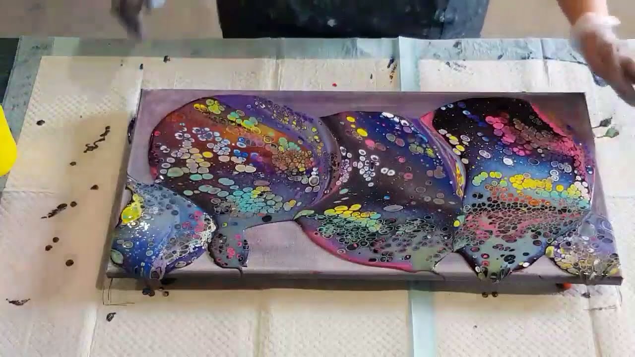#2105 Big Beautiful CELLS With Glue And Water In This Acrylic Pour