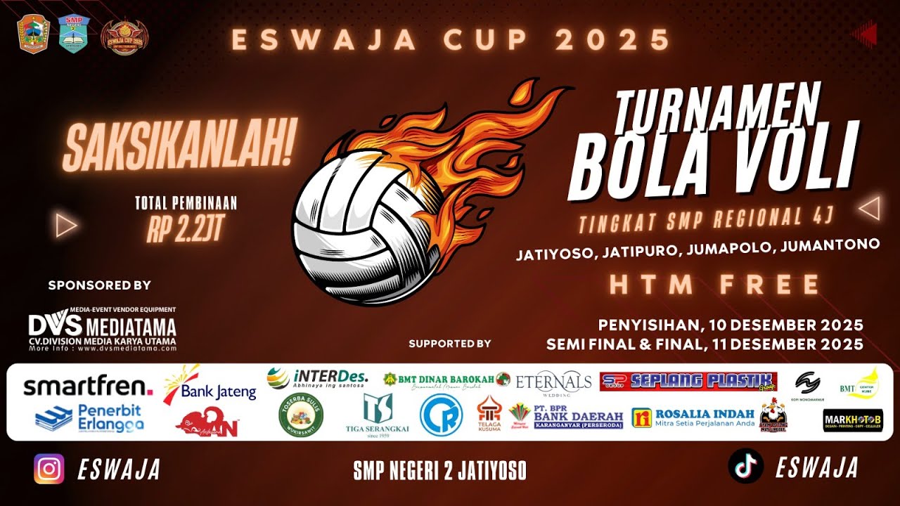 🔴📡LIVE DAY 2_ESWAJA CUP VOLLY BALL ❃ DVS MEDIATAMA ❃ 11 Desember 2025 ❃ SMP 2 JATIYOSO ❃