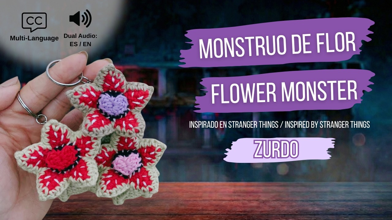 Para ZURDOS Llavero Monstruo de Flor a Crochet 🧶 Amigurumi Paso a Paso