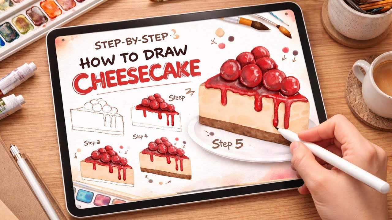 How to Draw a Cheesecake Step by Step | Procreate