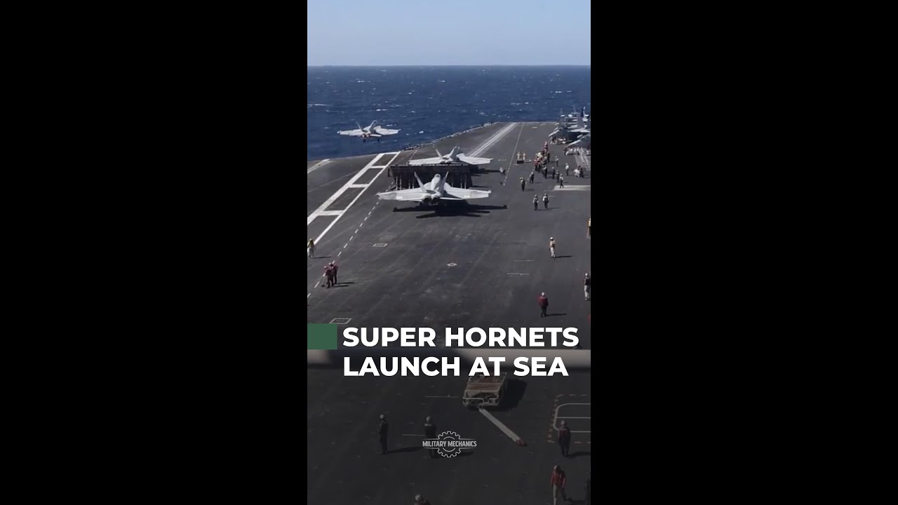 F/A-18 Super Hornets Launch From USS Gerald R. Ford in Red Sea