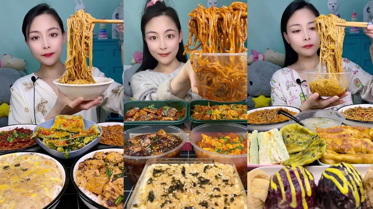 Mukbang : Eating Spicy Noodles 🍜🍜 fire Noodles 🍜 with Hotdogs 😋#eatingshow #noodles #cooking #yummy 