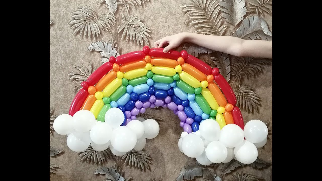 Радуга из воздушных шаров без клея. Красиво и просто!