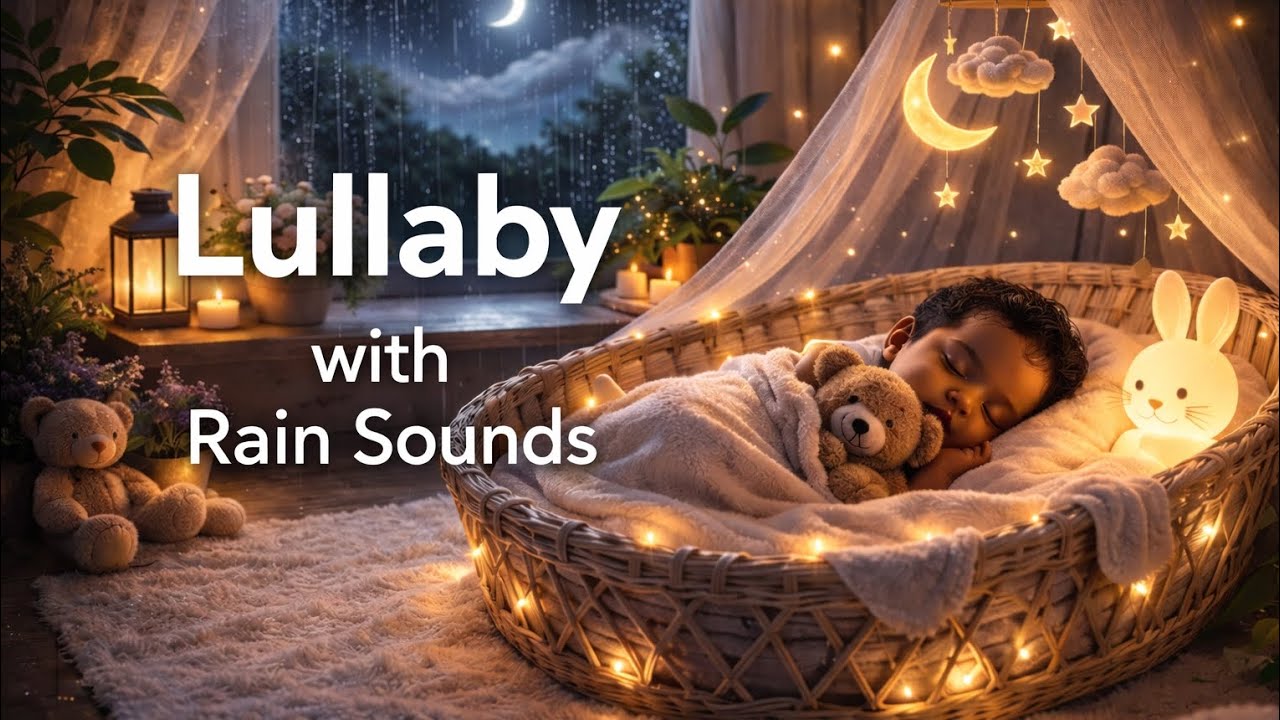 Harp Lullaby w/ Rain Sounds (2 Hours) | Soothing Bed and Naptime Music for Babies & Toddlers 