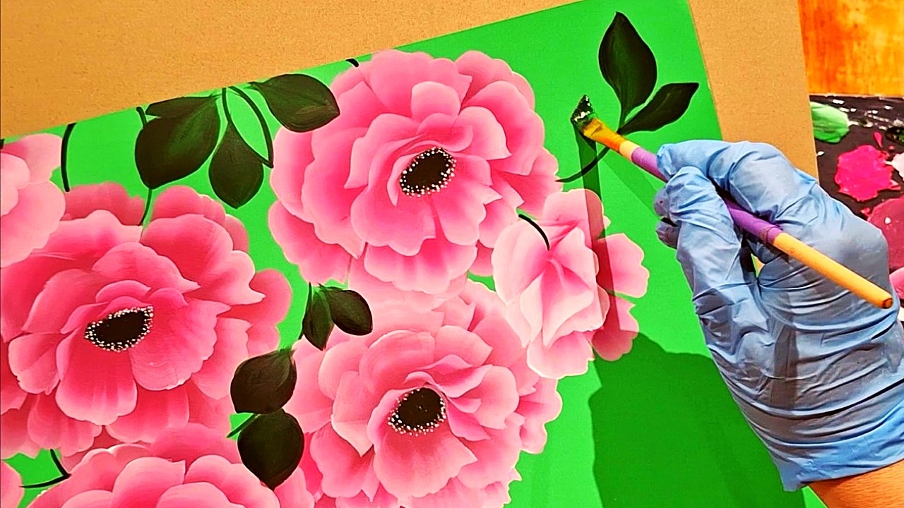 bouquet rose, tutoriel onestroke