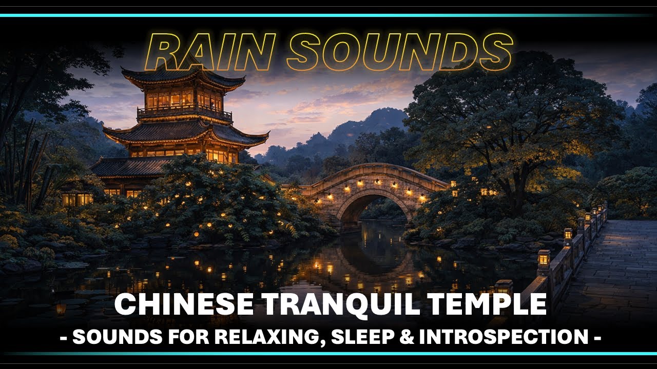 🧠 Rainy Vibes 🎧 Chinese Tranquil Temple - Sounds for Relaxing, Sleep & Introspection